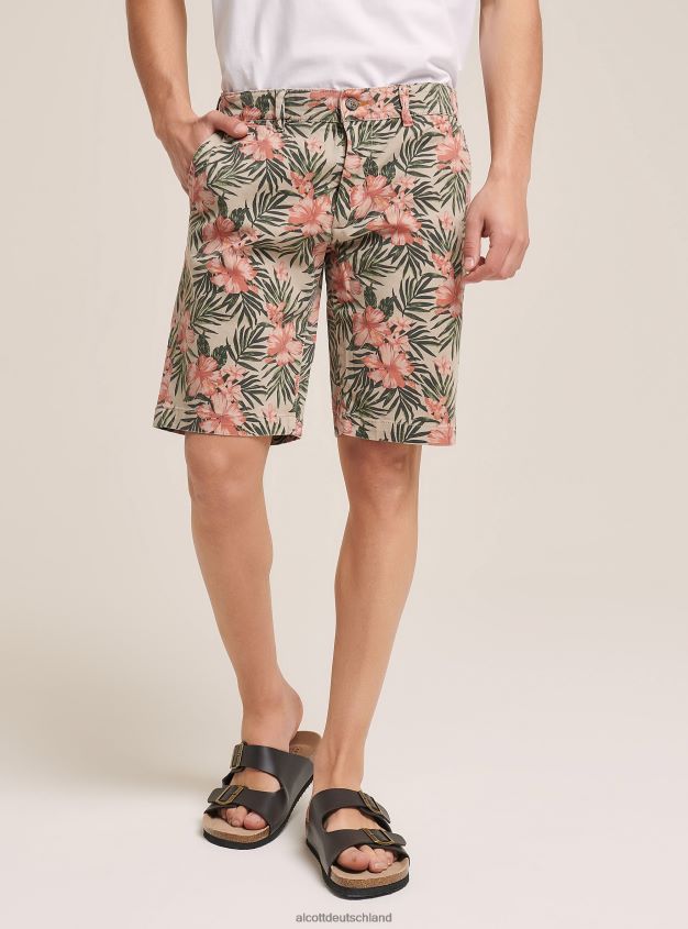 Kleidung de Alcott Männer kurze geblümte Hose Beige 88J68R713