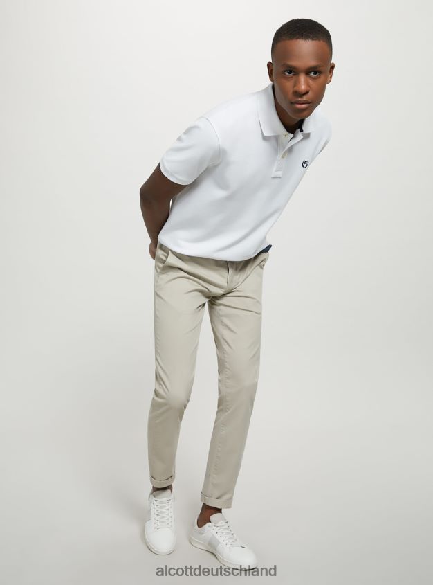 Kleidung de Alcott Männer Poloshirt aus Baumwollpiqué mit Stickerei wh3 weiß 88J68R1178