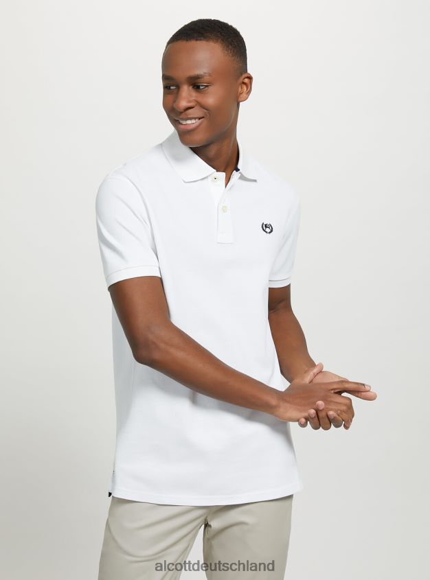 Kleidung de Alcott Männer Poloshirt aus Baumwollpiqué mit Stickerei wh3 weiß 88J68R1178
