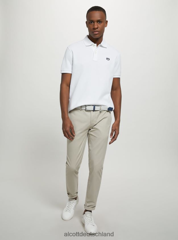 Kleidung de Alcott Männer Poloshirt aus Baumwollpiqué mit Stickerei wh3 weiß 88J68R1178