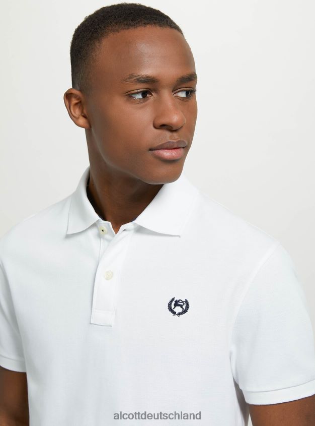 Kleidung de Alcott Männer Poloshirt aus Baumwollpiqué mit Stickerei wh3 weiß 88J68R1178