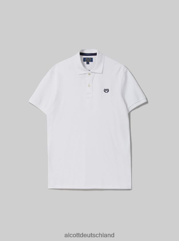 Kleidung de Alcott Männer Poloshirt aus Baumwollpiqué mit Stickerei wh3 weiß 88J68R1178