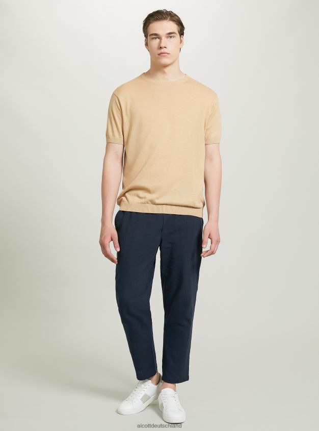 Kleidung de Alcott Männer Kurzarmpullover aus Baumwolle bk1 schwarz 88J68R1042