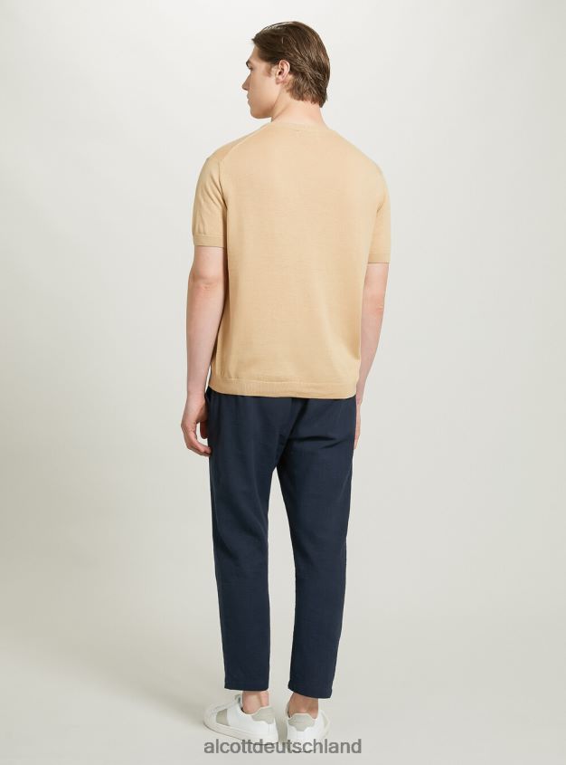 Kleidung de Alcott Männer Kurzarmpullover aus Baumwolle bk1 schwarz 88J68R1042