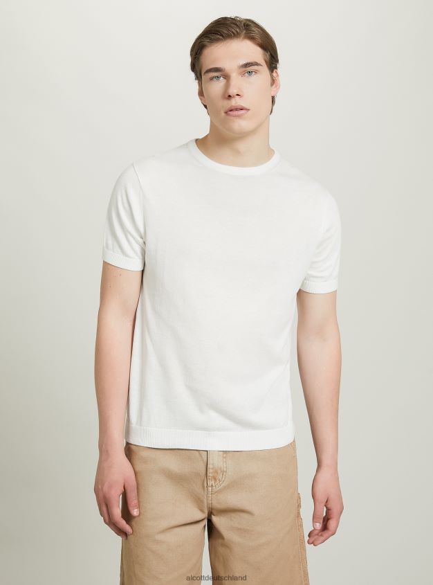 Kleidung de Alcott Männer Kurzarmpullover aus Baumwolle bk1 schwarz 88J68R630