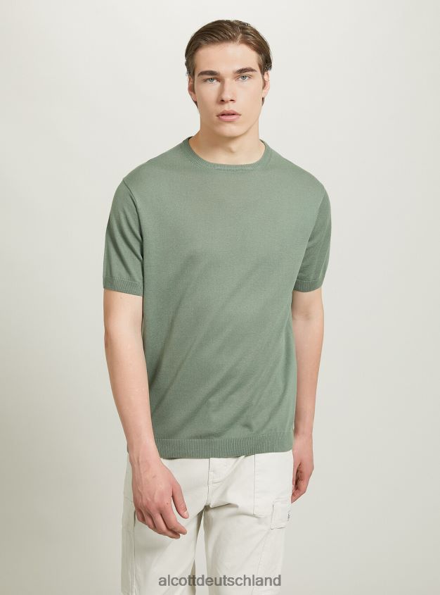 Kleidung de Alcott Männer Kurzarmpullover aus Baumwolle bk1 schwarz 88J68R804