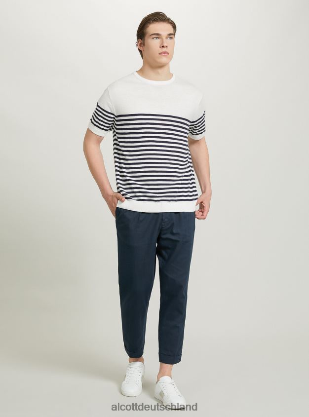 Kleidung de Alcott Männer Kurzarmpullover aus Baumwolle bk1 schwarz 88J68R870