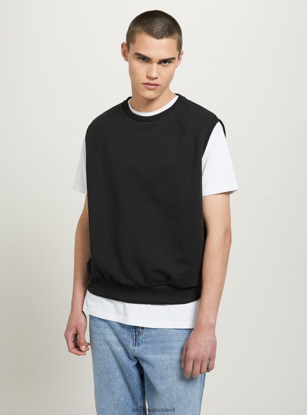 Kleidung de Alcott Männer Felpa-Weste in kastenförmiger Passform bk1 schwarz 88J68R644