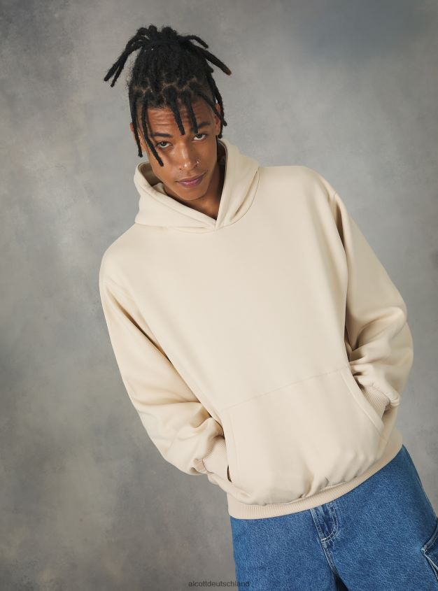 Kleidung de Alcott Männer Kapuzensweatshirt mit kastiger Passform Sa2 Sand mittel 88J68R794