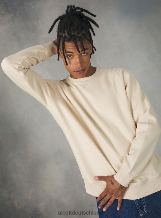 Kleidung de Alcott Männer Sweatshirt mit Rundhalsausschnitt wh2 weiß 88J68R822