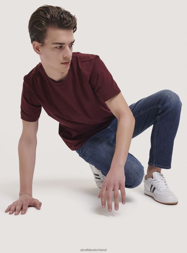 Kleidung de Alcott Männer Basic-T-Shirt aus Baumwolle Weiß 88J68R1140