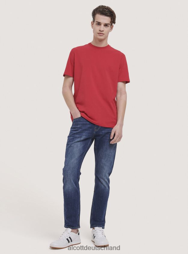 Kleidung de Alcott Männer Basic-T-Shirt aus Baumwolle Weiß 88J68R781