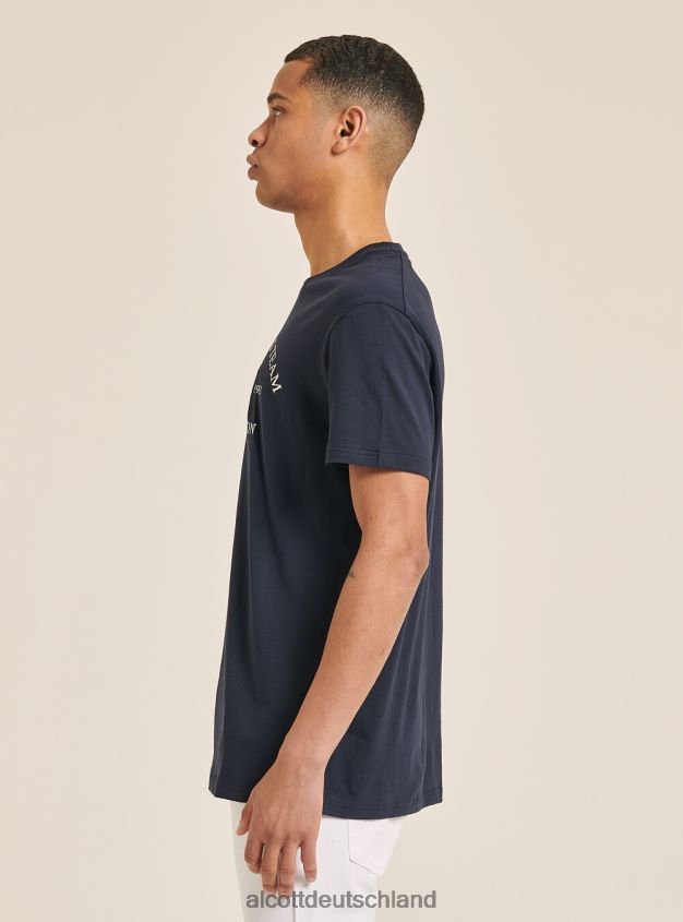 Kleidung de Alcott Männer Baumwoll-T-Shirt mit Aufdruck Blau 88J68R940