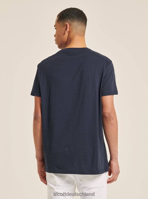Kleidung de Alcott Männer Baumwoll-T-Shirt mit Aufdruck Blau 88J68R940