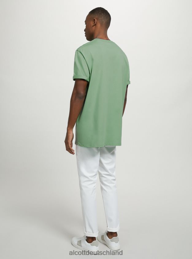 Kleidung de Alcott Männer Baumwoll-T-Shirt mit Rundhalsausschnitt wh2 weiß 88J68R930