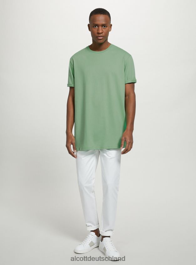 Kleidung de Alcott Männer Baumwoll-T-Shirt mit Rundhalsausschnitt wh2 weiß 88J68R930