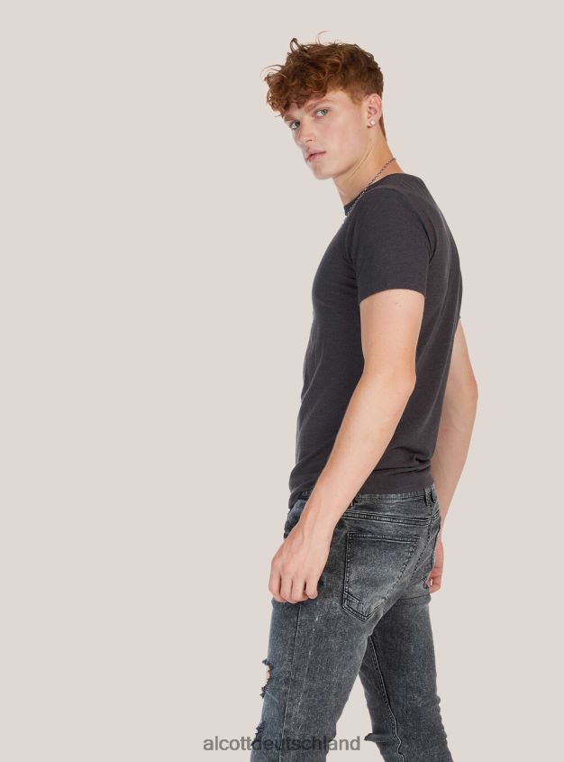 Kleidung de Alcott Männer Bedrucktes T-Shirt Schwarz 88J68R859