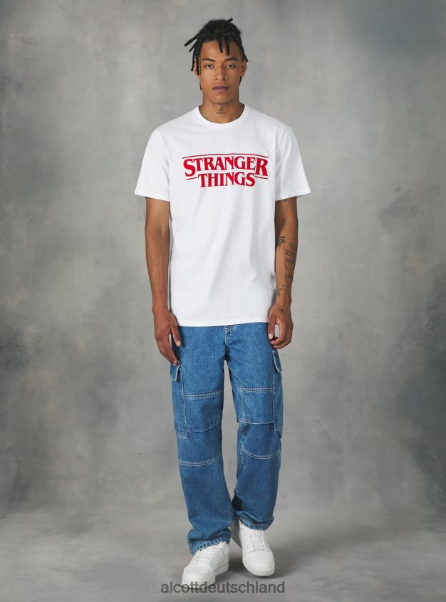 Kleidung de Alcott Männer Fremde Dinge T-Shirt bk1 schwarz 88J68R1160