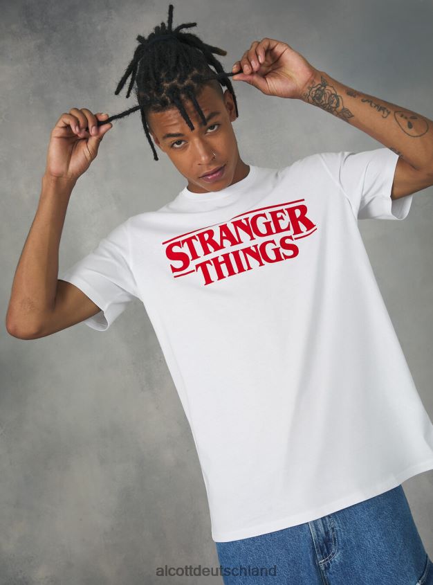 Kleidung de Alcott Männer Fremde Dinge T-Shirt bk1 schwarz 88J68R1160