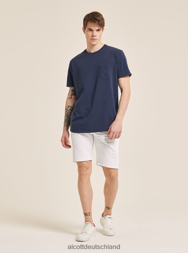 Kleidung de Alcott Männer Maglietta girocollo con taschino aus Baumwolle c0214 blau 88J68R1031
