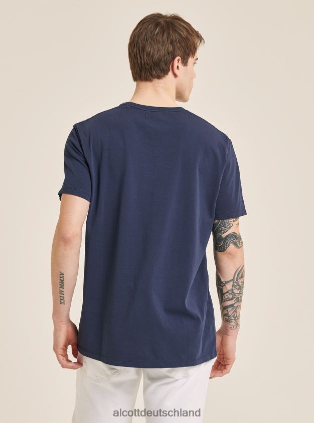 Kleidung de Alcott Männer Maglietta girocollo con taschino aus Baumwolle c0214 blau 88J68R1031