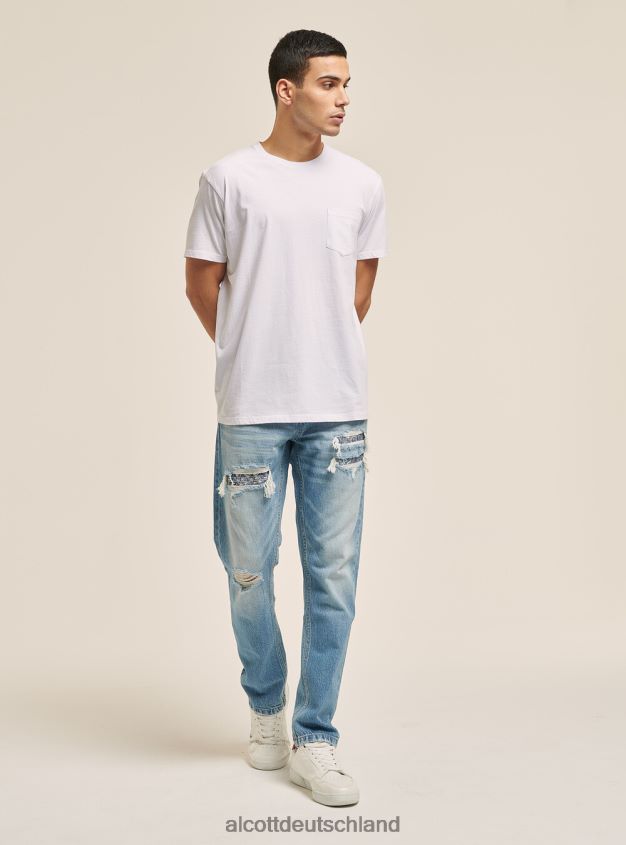 Kleidung de Alcott Männer Maglietta girocollo con taschino aus Baumwolle c0214 blau 88J68R1059