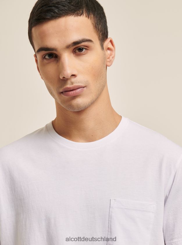 Kleidung de Alcott Männer Maglietta girocollo con taschino aus Baumwolle c0214 blau 88J68R1059