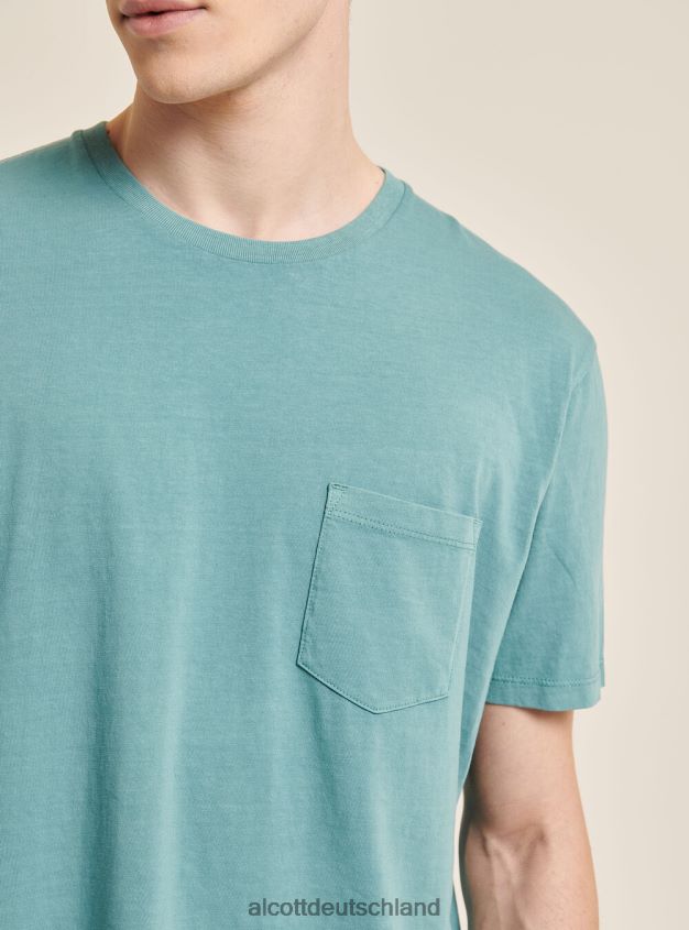 Kleidung de Alcott Männer Maglietta girocollo con taschino aus Baumwolle c0214 blau 88J68R938