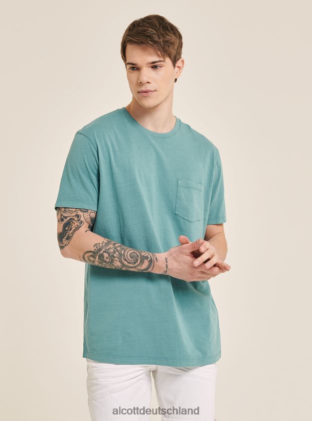 Kleidung de Alcott Männer Maglietta girocollo con taschino aus Baumwolle c0214 blau 88J68R938