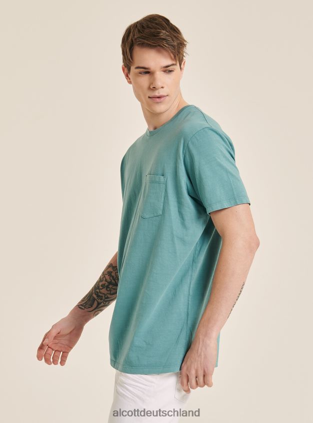 Kleidung de Alcott Männer Maglietta girocollo con taschino aus Baumwolle c0214 blau 88J68R938