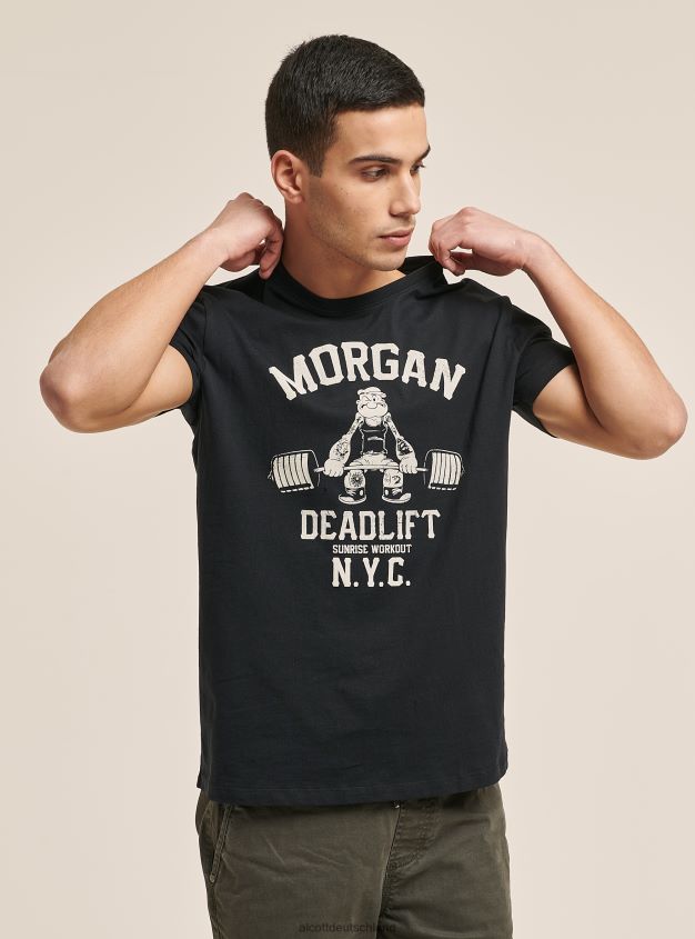 Kleidung de Alcott Männer T-Shirt Popeye Schwarz 88J68R824