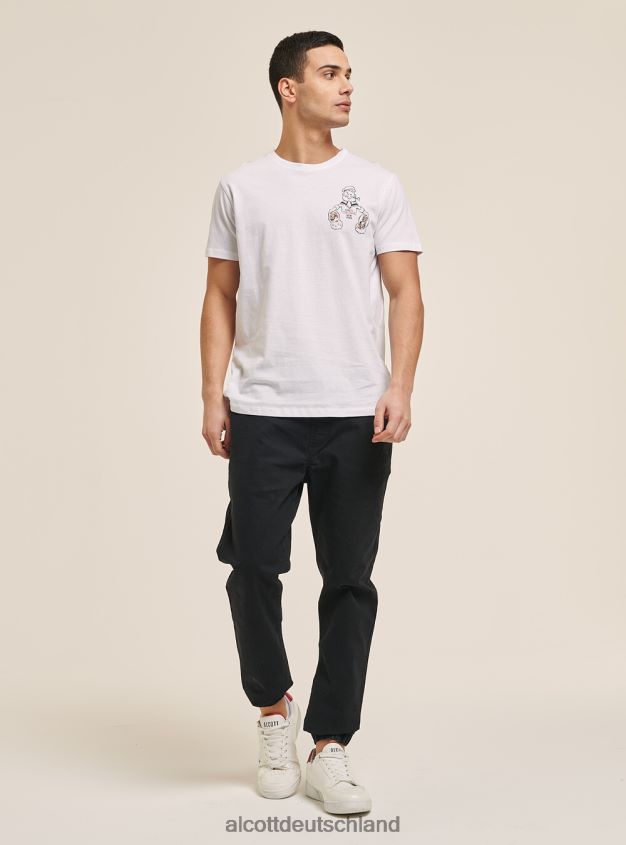 Kleidung de Alcott Männer T-Shirt Popeye Weiß 88J68R1007