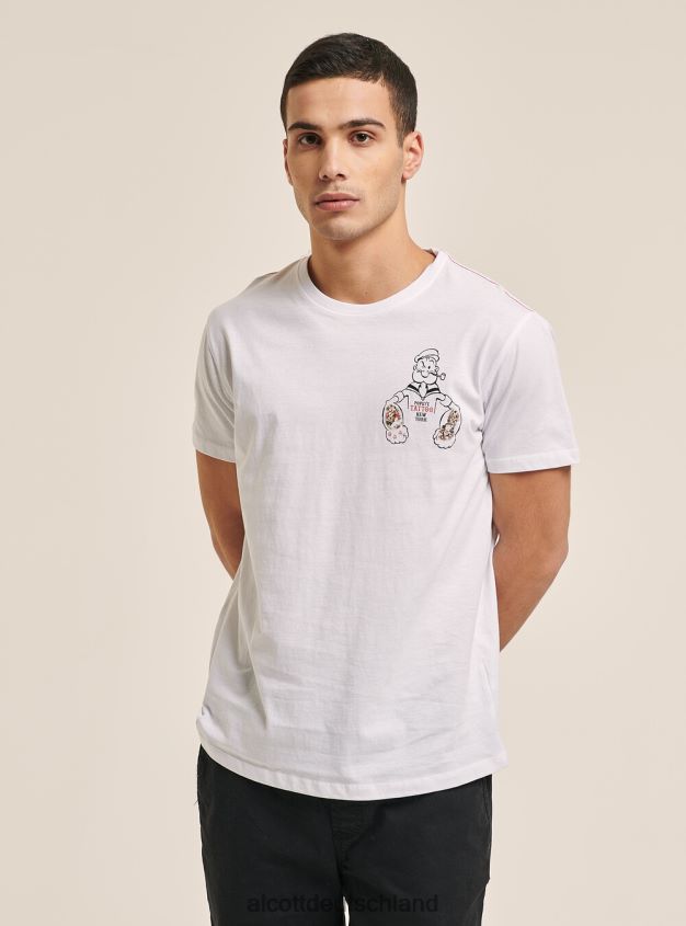 Kleidung de Alcott Männer T-Shirt Popeye Weiß 88J68R1007