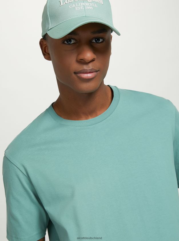 Kleidung de Alcott Männer T-Shirt aus Baumwolle mit Rundhalsausschnitt bk1 schwarz 88J68R1026