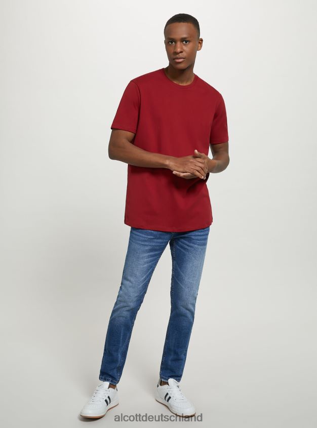 Kleidung de Alcott Männer T-Shirt aus Baumwolle mit Rundhalsausschnitt bk1 schwarz 88J68R1069