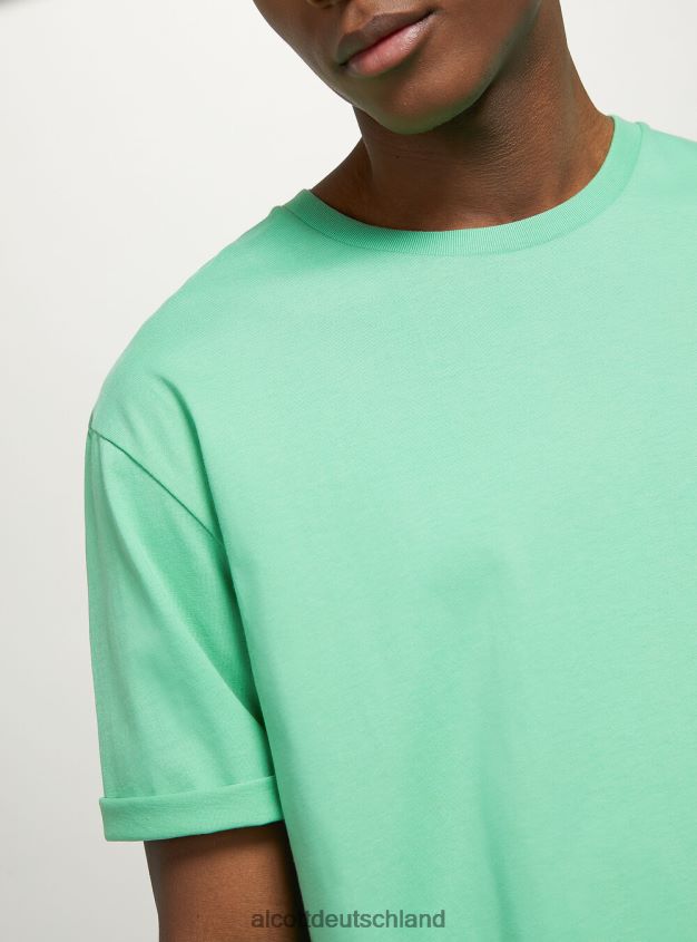 Kleidung de Alcott Männer T-Shirt aus Baumwolle mit Rundhalsausschnitt bk1 schwarz 88J68R1147