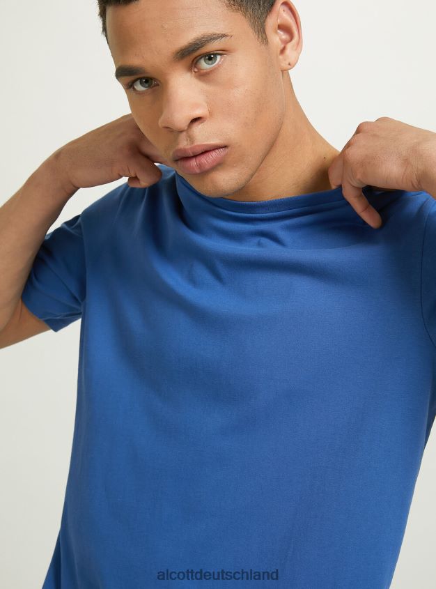 Kleidung de Alcott Männer T-Shirt aus Baumwolle mit Rundhalsausschnitt bk1 schwarz 88J68R791