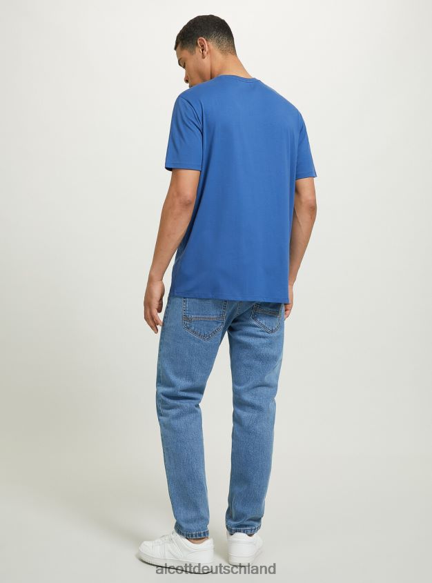 Kleidung de Alcott Männer T-Shirt aus Baumwolle mit Rundhalsausschnitt bk1 schwarz 88J68R791