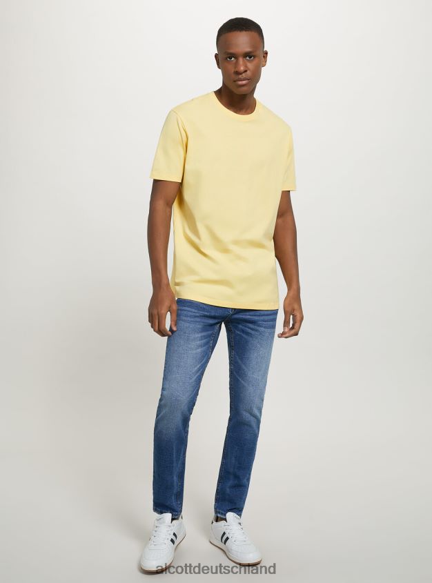 Kleidung de Alcott Männer T-Shirt aus Baumwolle mit Rundhalsausschnitt bk1 schwarz 88J68R792