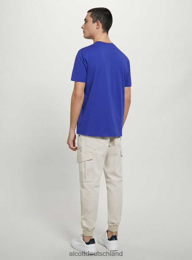 Kleidung de Alcott Männer T-Shirt aus Baumwolle mit Rundhalsausschnitt bk1 schwarz 88J68R933