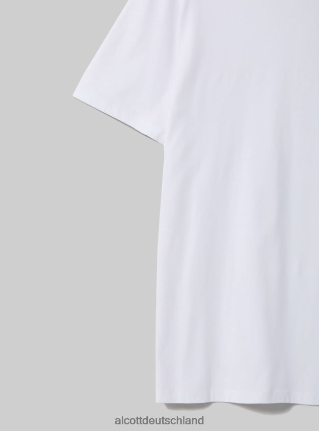 Kleidung de Alcott Männer T-Shirt aus Baumwolle mit Rundhalsausschnitt wh2 weiß 88J68R598