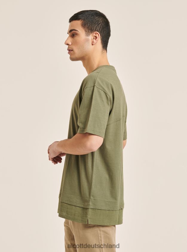 Kleidung de Alcott Männer T-Shirt aus Leinenmischung mit Serape-Kragen Weiß 88J68R813