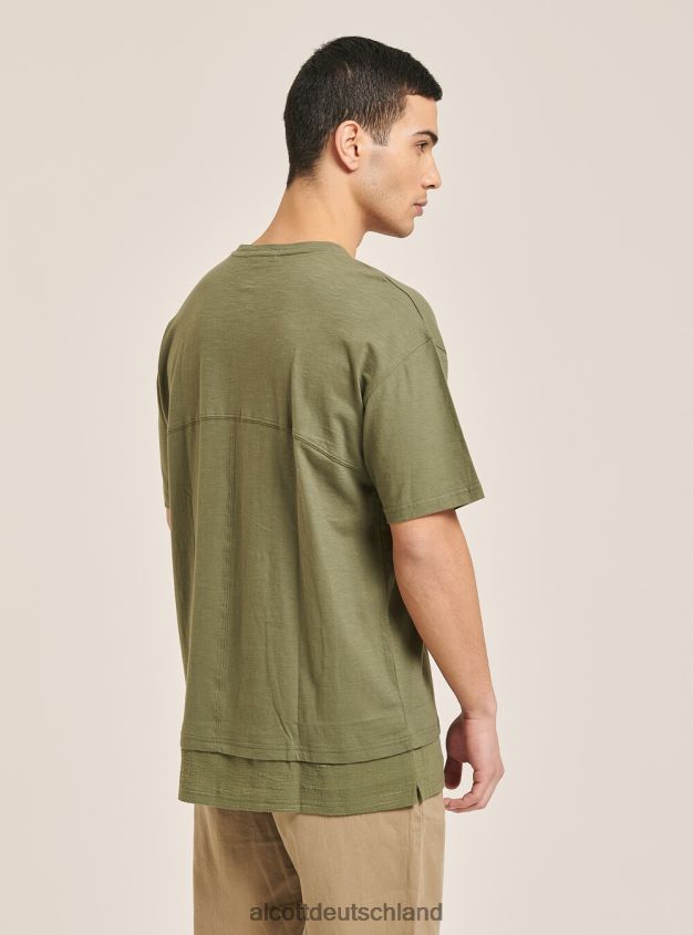 Kleidung de Alcott Männer T-Shirt aus Leinenmischung mit Serape-Kragen Weiß 88J68R813