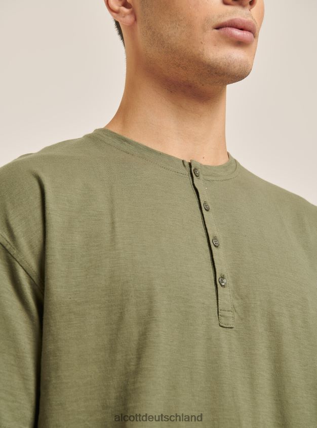 Kleidung de Alcott Männer T-Shirt aus Leinenmischung mit Serape-Kragen Weiß 88J68R813