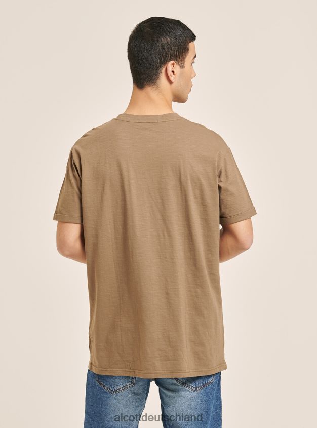 Kleidung de Alcott Männer T-Shirt aus Leinenmischung mit Tasche Weiß 88J68R1098