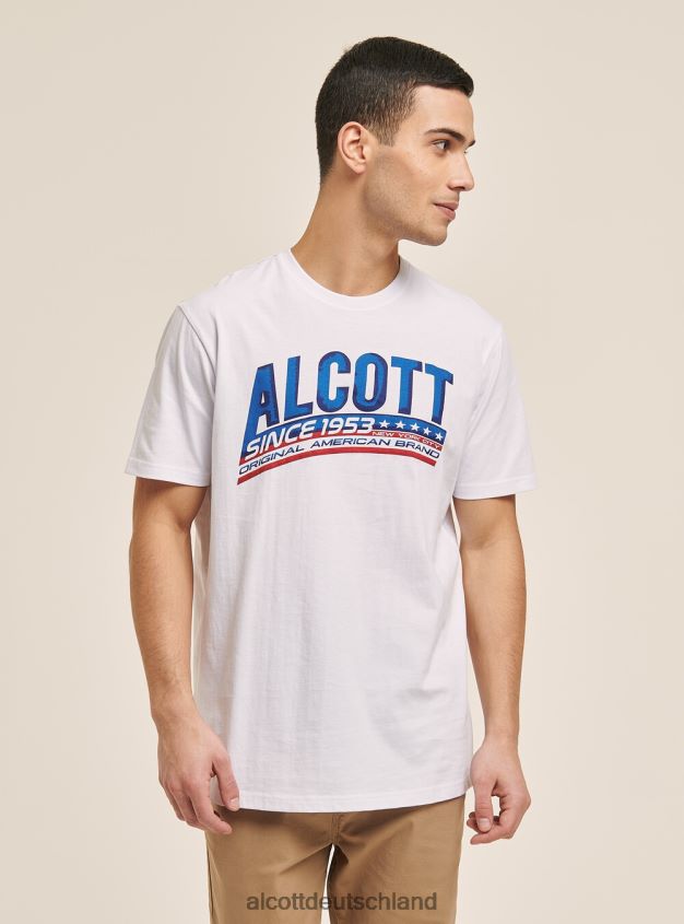Kleidung de Alcott Männer T-Shirt mit Logo-Print Blau 88J68R609