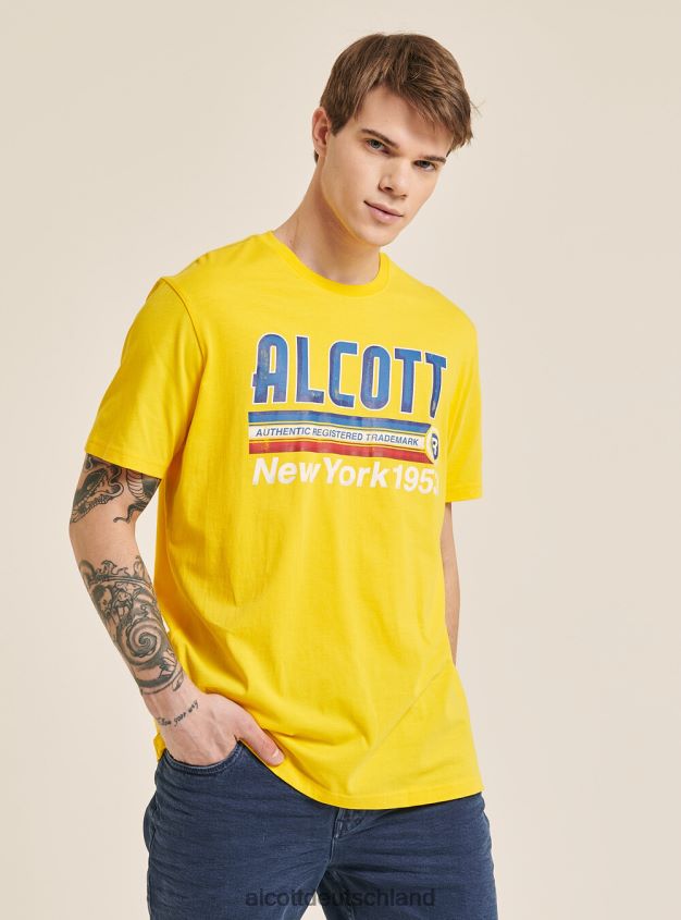 Kleidung de Alcott Männer T-Shirt mit Logo-Print Blau 88J68R977