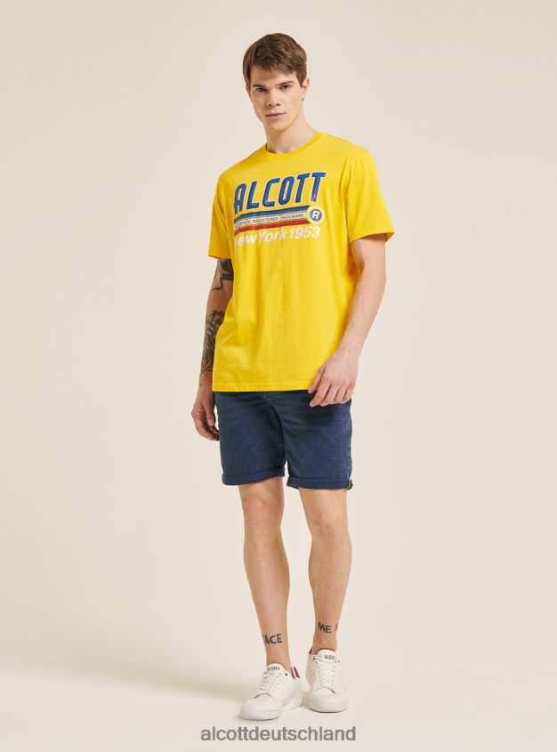 Kleidung de Alcott Männer T-Shirt mit Logo-Print Blau 88J68R977