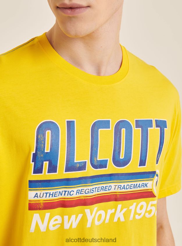 Kleidung de Alcott Männer T-Shirt mit Logo-Print Blau 88J68R977