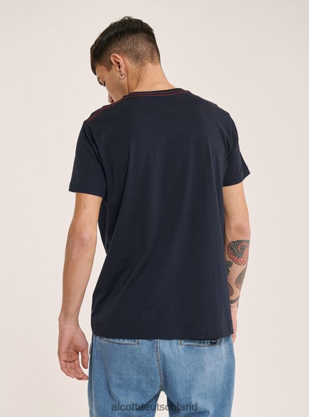 Kleidung de Alcott Männer T-Shirt mit aufgedrucktem Logo auf der Vorderseite Schwarz 88J68R1021